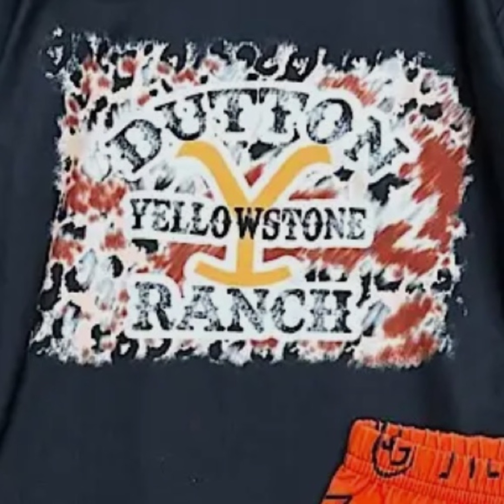 Yellowstone Dutton Ranch inspired Black Long Sleeve and Orange Flare Pant Set - Picture 3 of 4